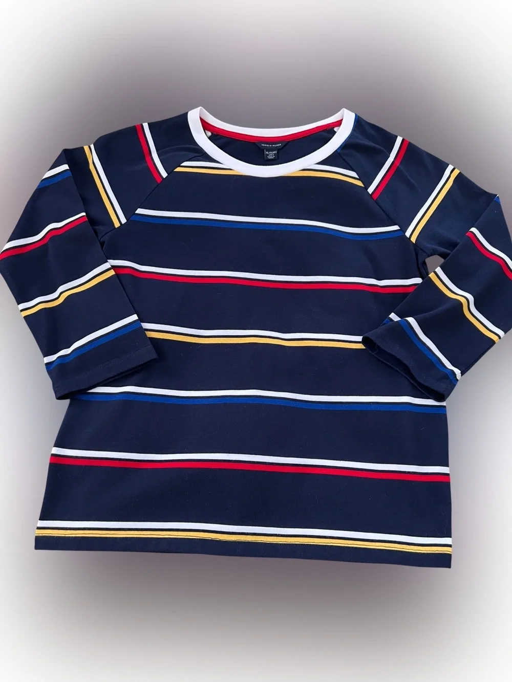 Tommy Hilfiger- Classic Navy Striped Girls Top Size XL (16)